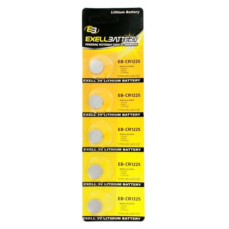 EXELL BATTERY 5pack Exell 3V Lithium Coin Cell Battery Replaces DL1225 EB-CR1225